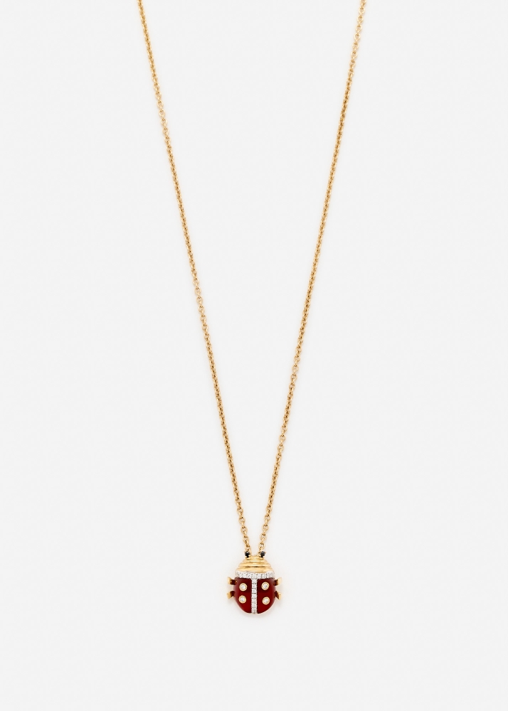PENDENTIF MINI COCCINELLE OR JAUNE