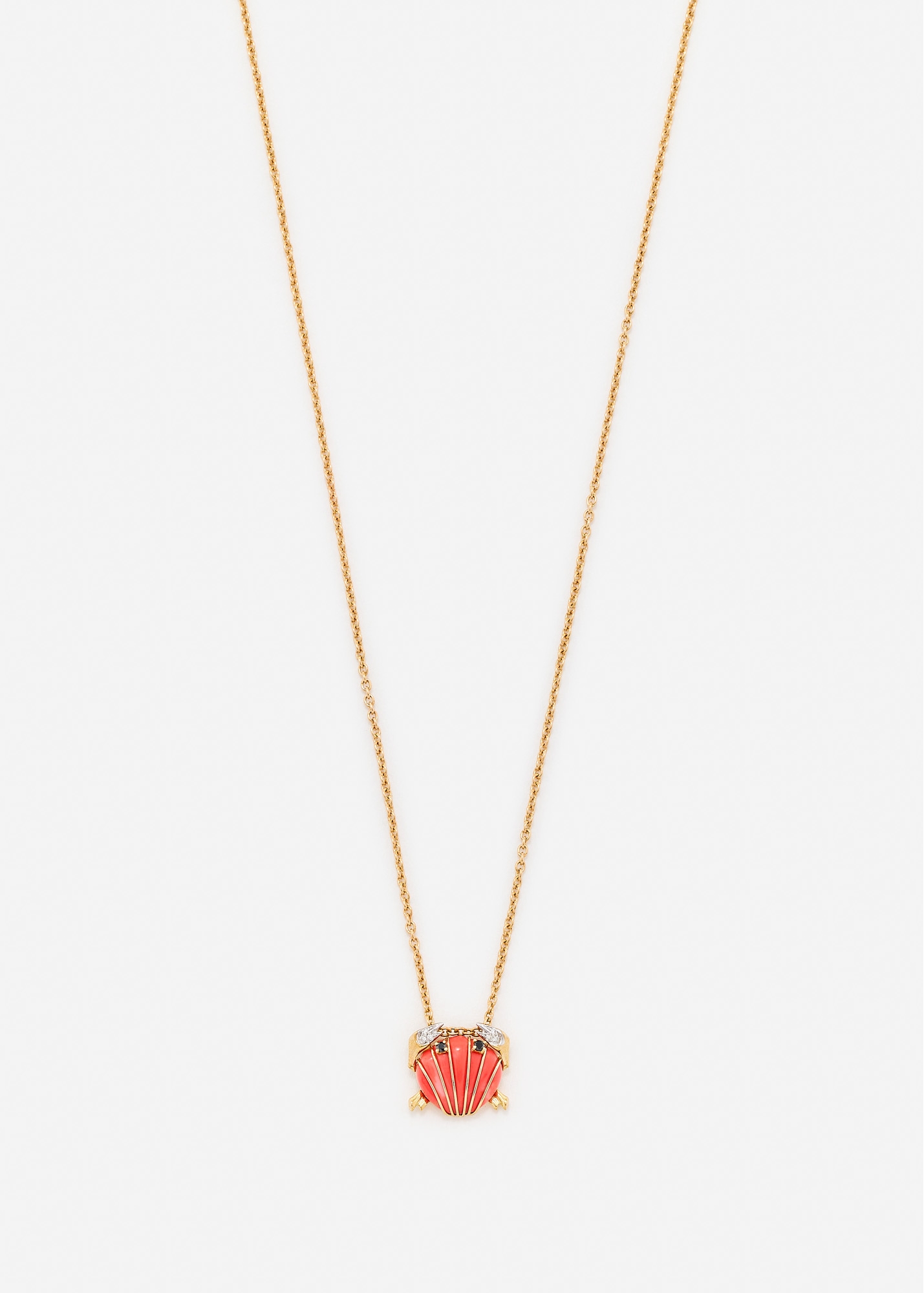 PENDENTIF MINI CRABE COQUILLAGE CORAIL OR JAUNE