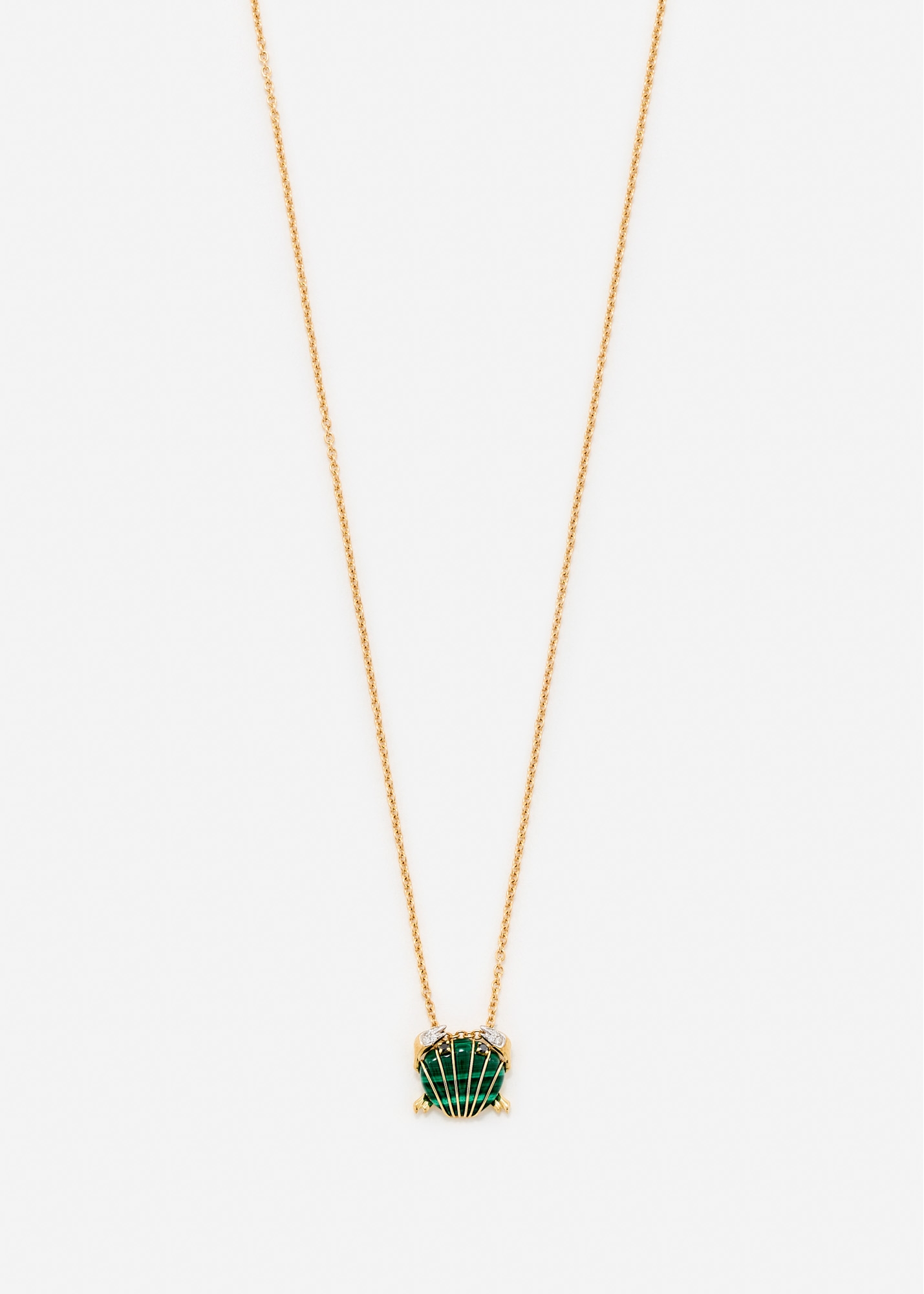 PENDENTIF MINI CRABE COQUILLAGE MALACHITE OR JAUNE