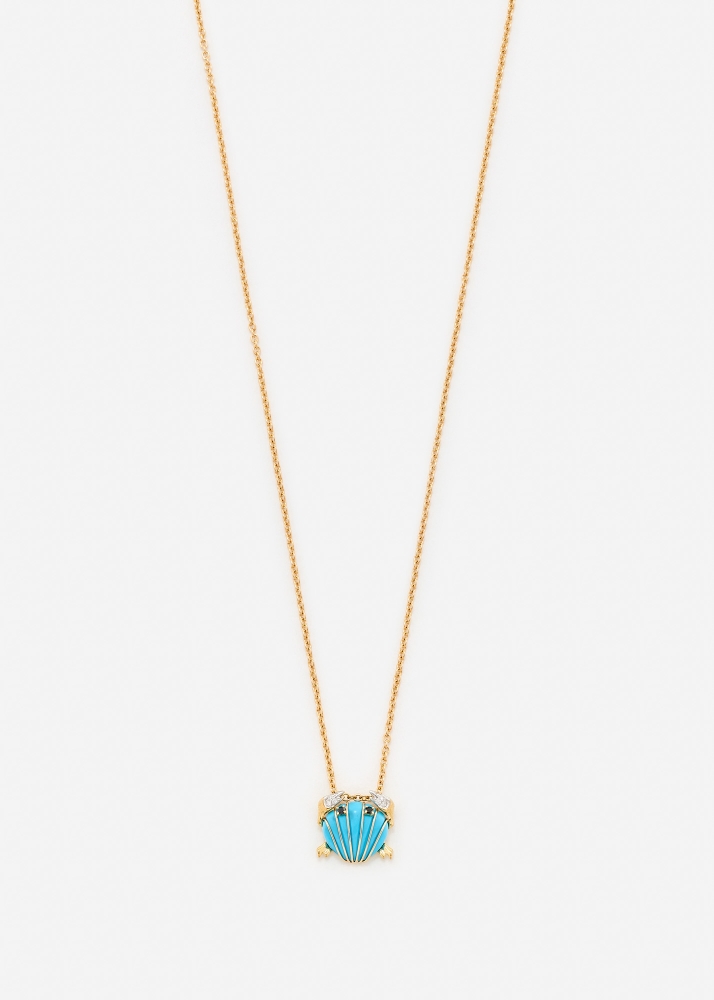 PENDENTIF MINI CRABE COQUILLAGE TURQUOISE OR JAUNE