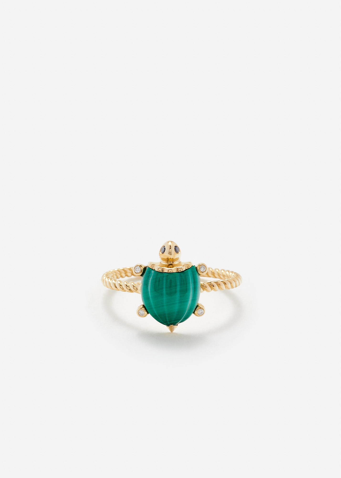 MINI BAGUE TORTUE MALACHITE OR JAUNE