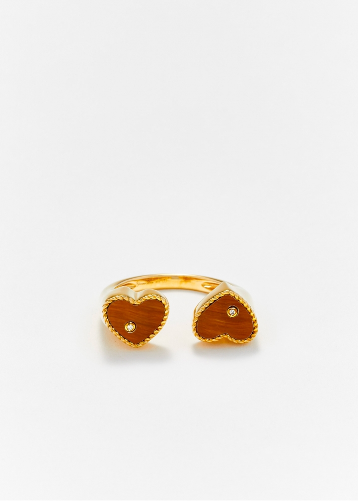 BAGUE TOI & MOI COEUR OEIL DE TIGRE OR JAUNE