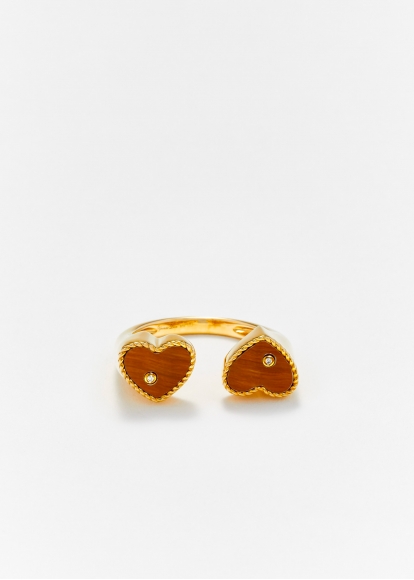 BAGUE TOI & MOI COEUR OEIL DE TIGRE OR JAUNE