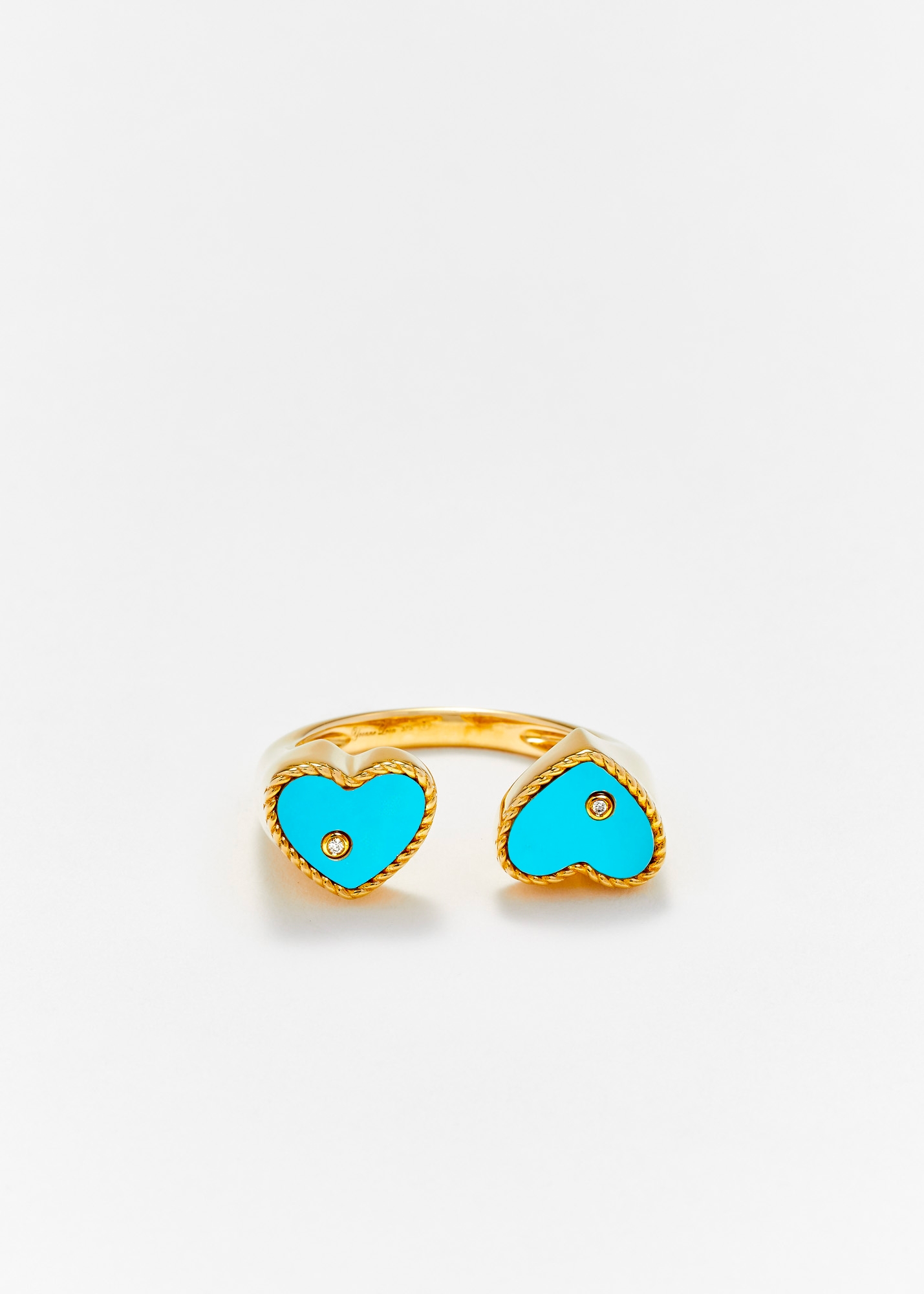 BAGUE TOI & MOI COEUR TURQUOISE OR JAUNE