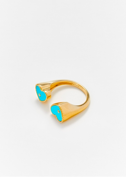 BAGUE TOI & MOI COEUR TURQUOISE OR JAUNE