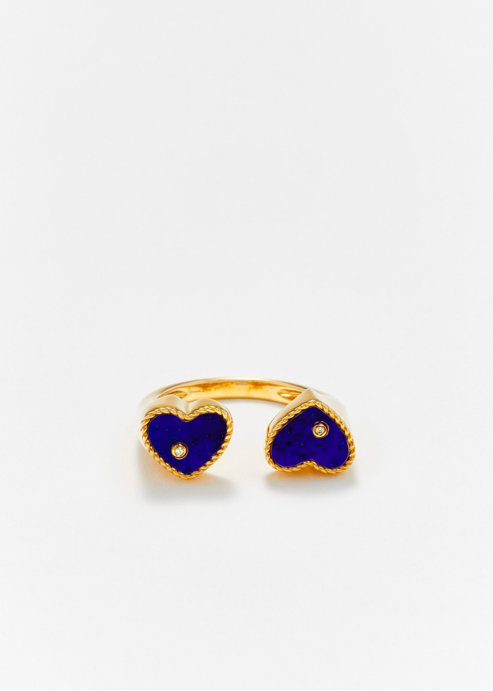 BAGUE TOI & MOI COEUR LAPIS LAZULI OR JAUNE