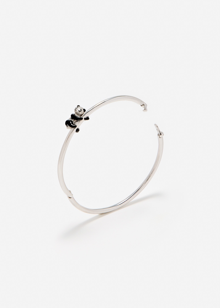 BRACELET JONC PANDA DIAMANTS OR BLANC