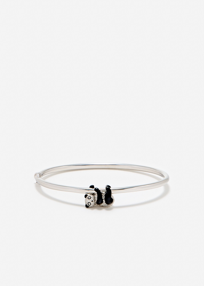 BRACELET JONC PANDA DIAMANTS OR BLANC
