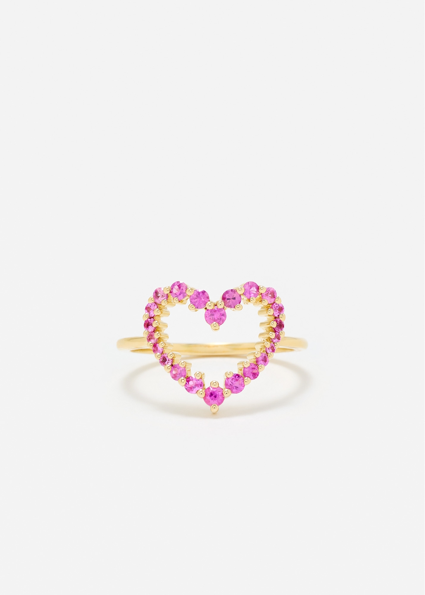 BAGUE PETIT COEUR SAPHIRS ROSES OR JAUNE