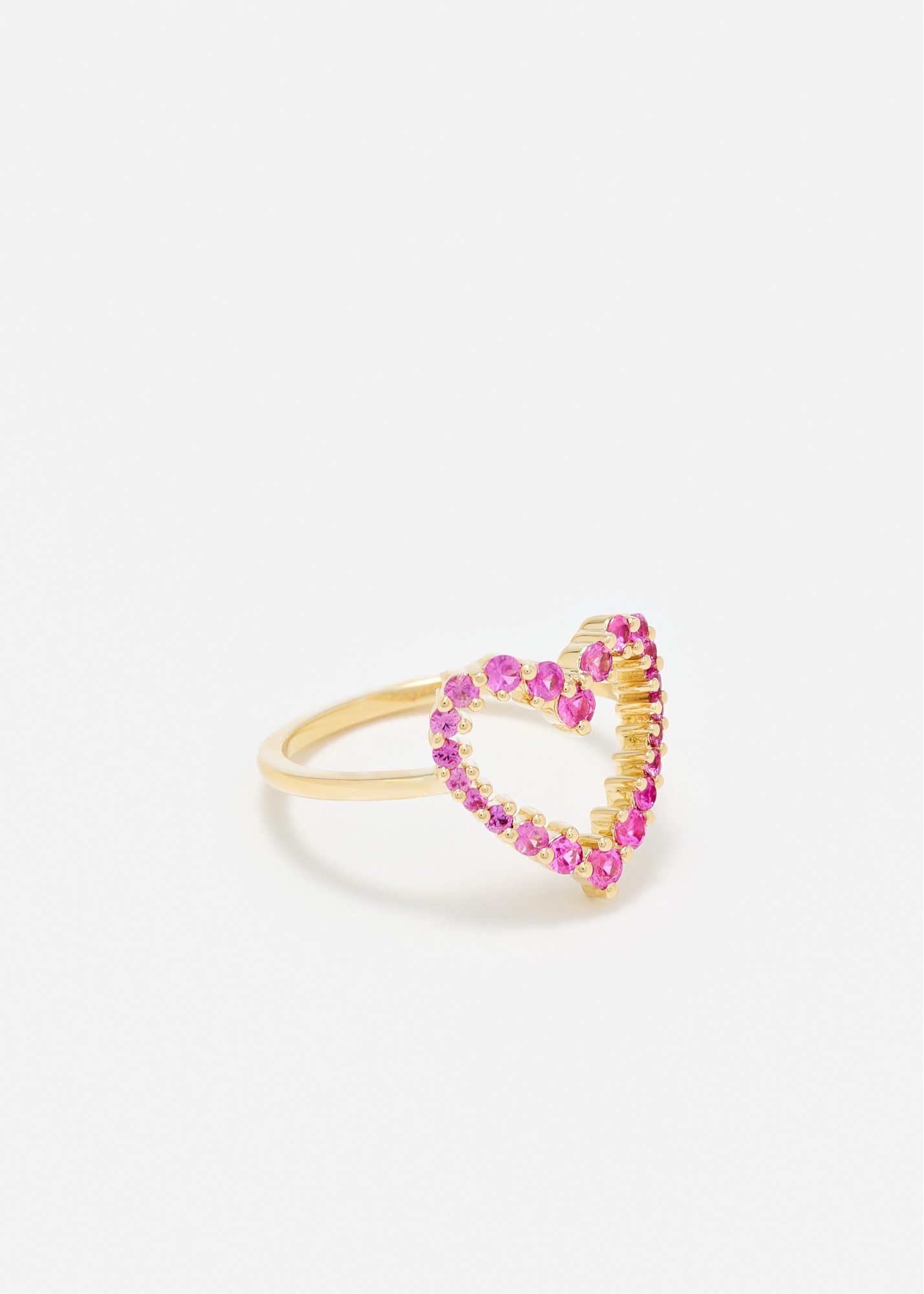 BAGUE PETIT COEUR SAPHIRS ROSES OR JAUNE