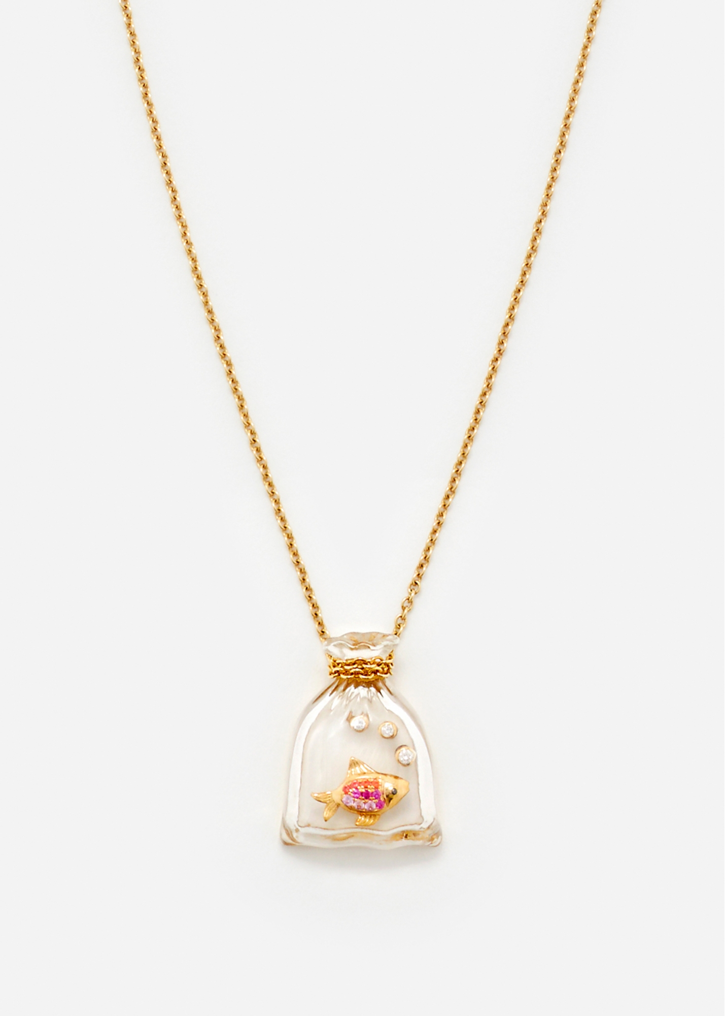COLLIER POISSON ROUGE OR JAUNE