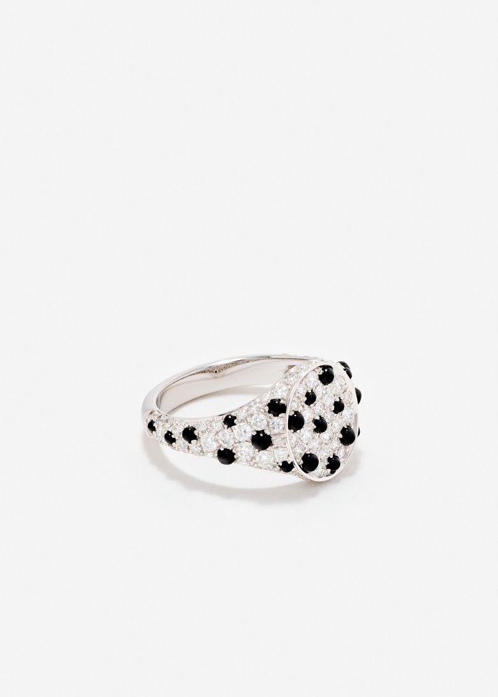 MINI CHEVALIÈRE OVALE DALMATIEN DIAMANTS OR BLANC