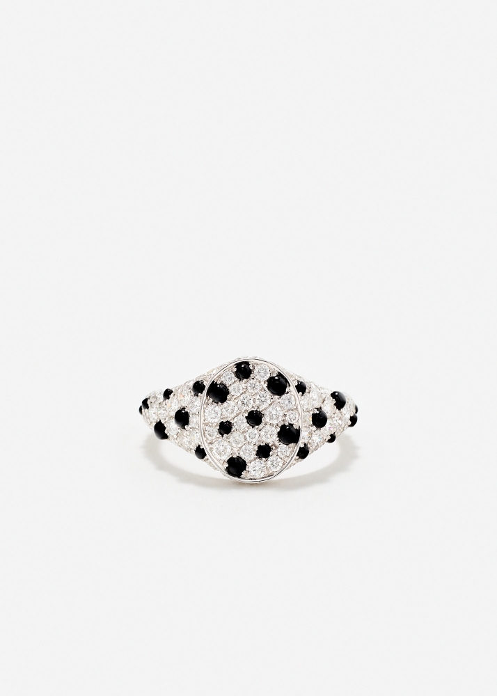 MINI CHEVALIÈRE OVALE DALMATIEN DIAMANTS OR BLANC