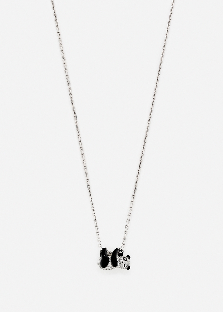 COLLIER CHAÎNE PANDA DIAMANTS OR BLANC
