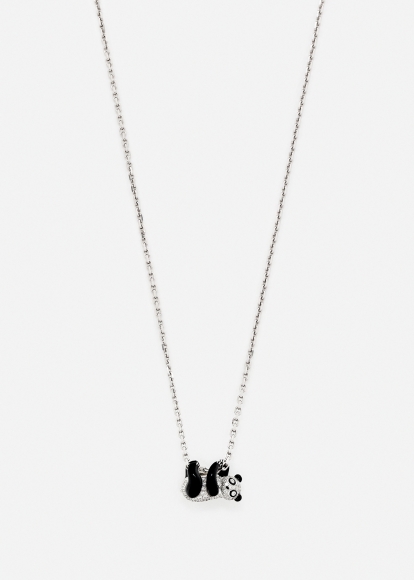 COLLIER CHAÎNE PANDA DIAMANTS OR BLANC