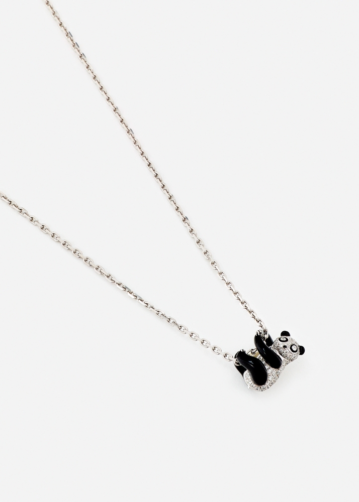 COLLIER CHAÎNE PANDA DIAMANTS OR BLANC