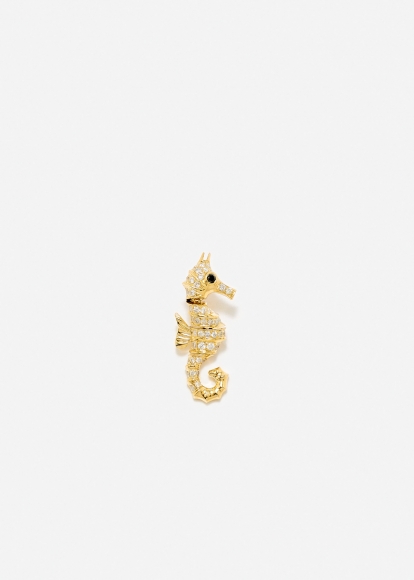 BOUCLE D’OREILLE HIPPOCAMPE DIAMANTS OR JAUNE