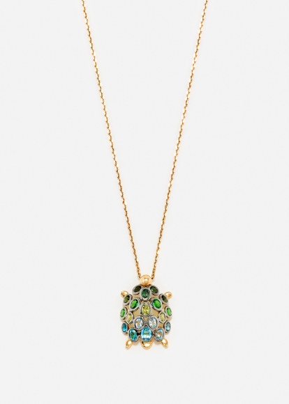 PENDENTIF TORTUE MULTI BLEU OR JAUNE