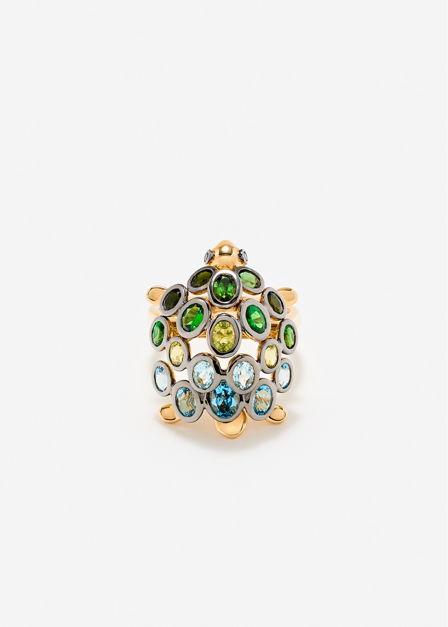 BAGUE TORTUE MULTI BLEU OR JAUNE