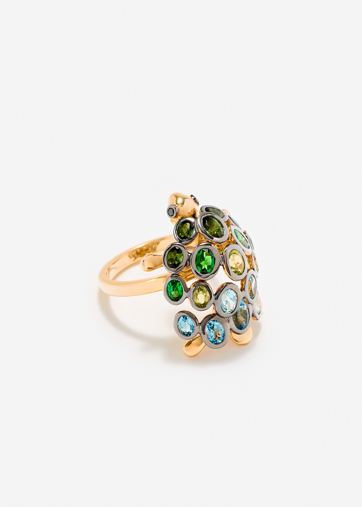 BAGUE TORTUE MULTI BLEU OR JAUNE