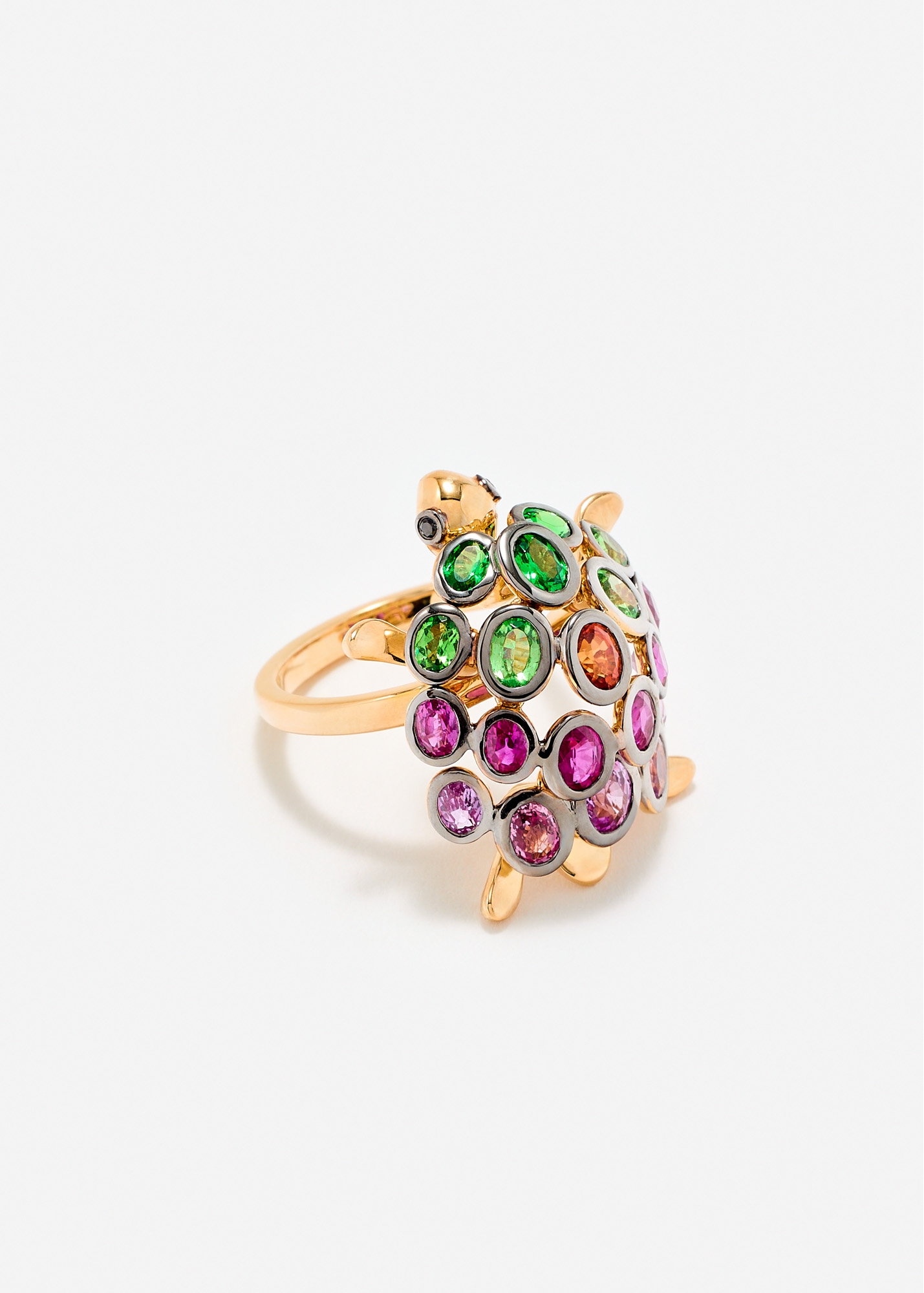 BAGUE TORTUE MULTI ROSE OR JAUNE