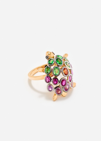 BAGUE TORTUE MULTI ROSE OR JAUNE