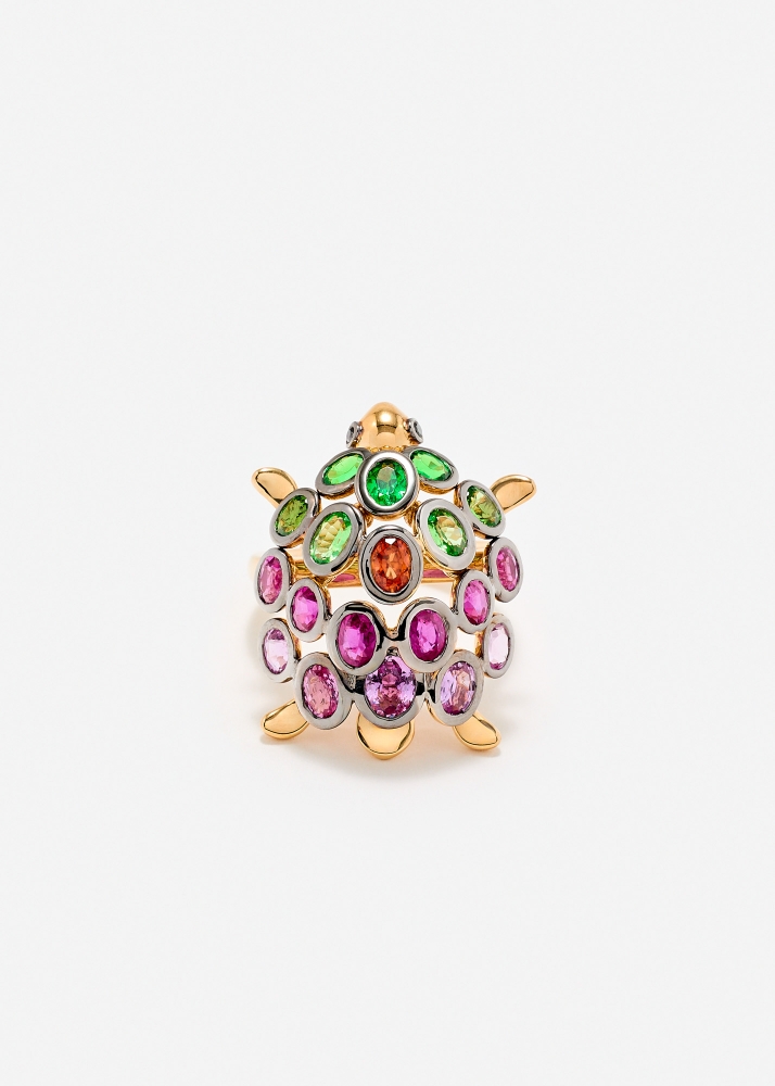 BAGUE TORTUE MULTI ROSE OR JAUNE