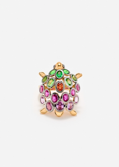 BAGUE TORTUE MULTI ROSE OR JAUNE