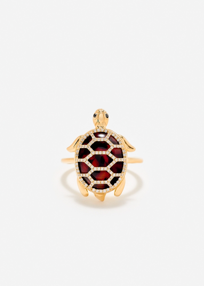 BAGUE TORTUE LÉOPARD OR JAUNE