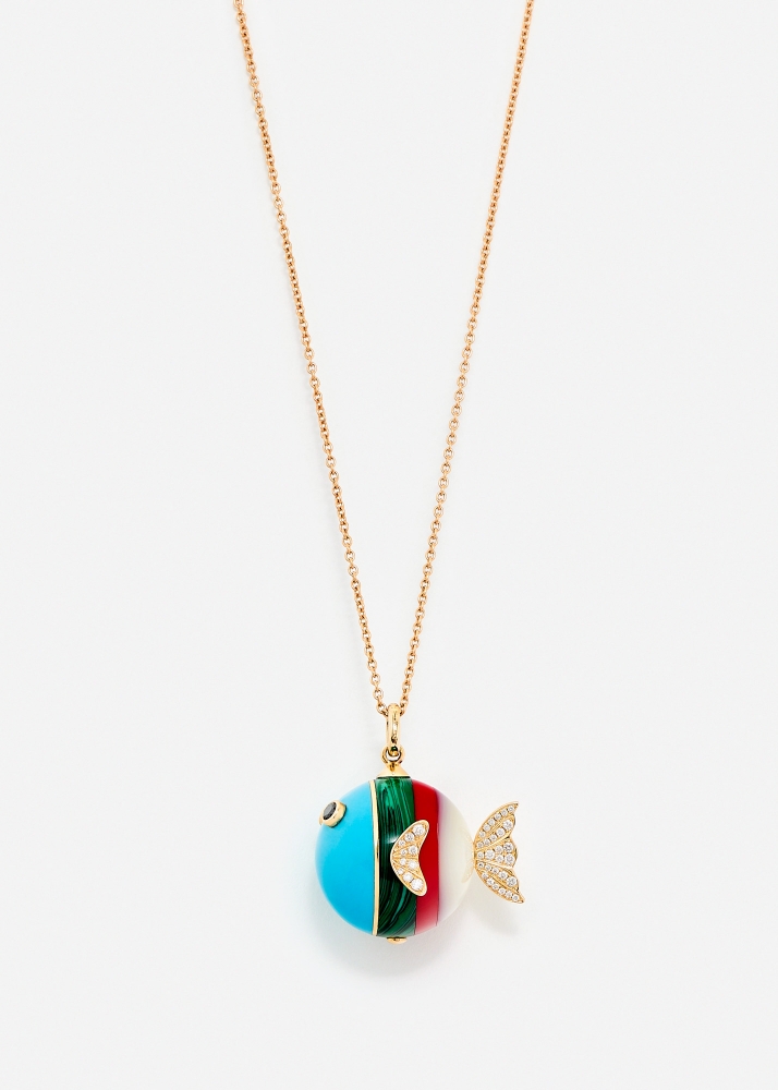 PENDENTIF LE POISSON BULLE OR JAUNE