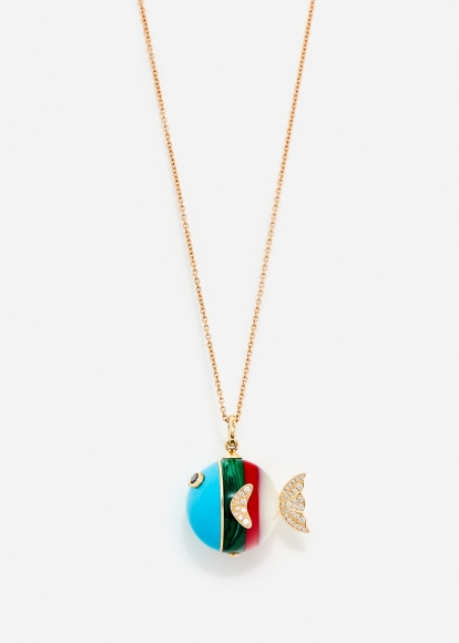 PENDENTIF LE POISSON BULLE OR JAUNE