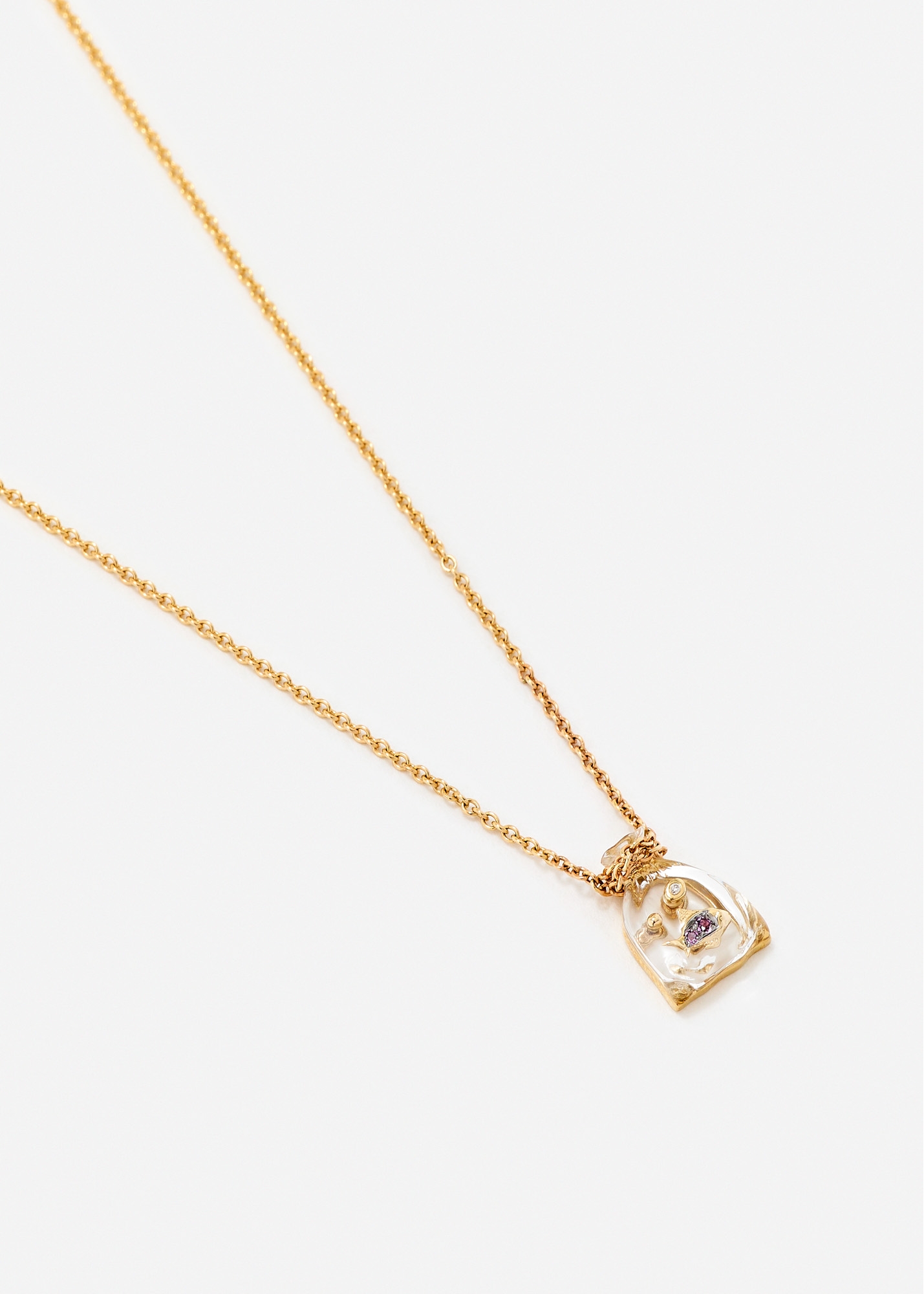 COLLIER PETIT POISSON ROUGE OR JAUNE