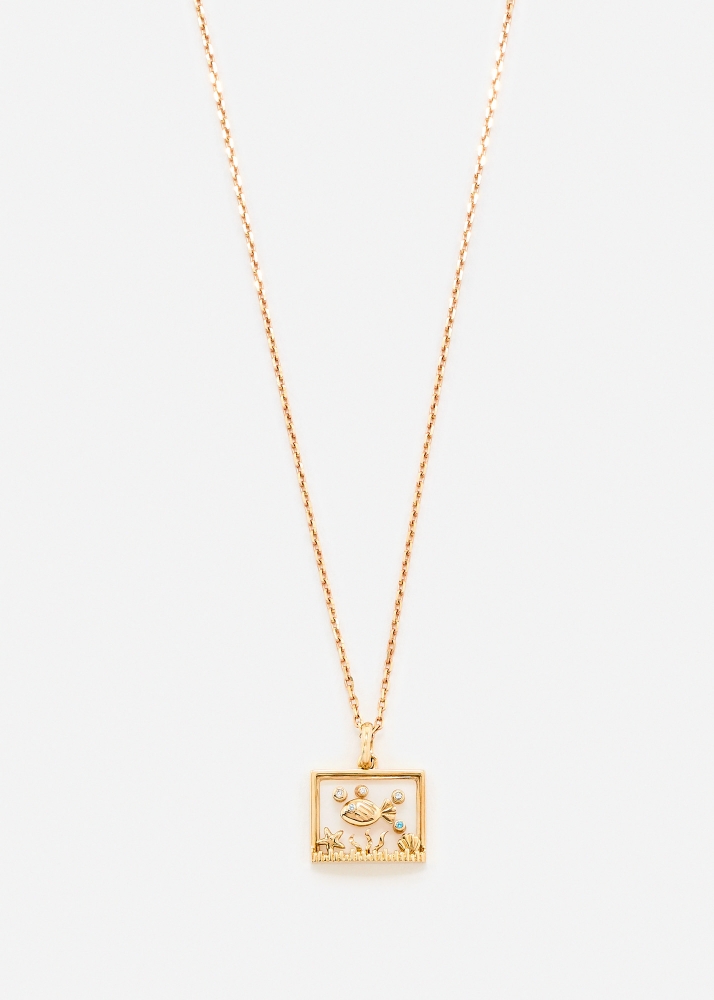 PENDENTIF LE PETIT AQUARIUM OR JAUNE