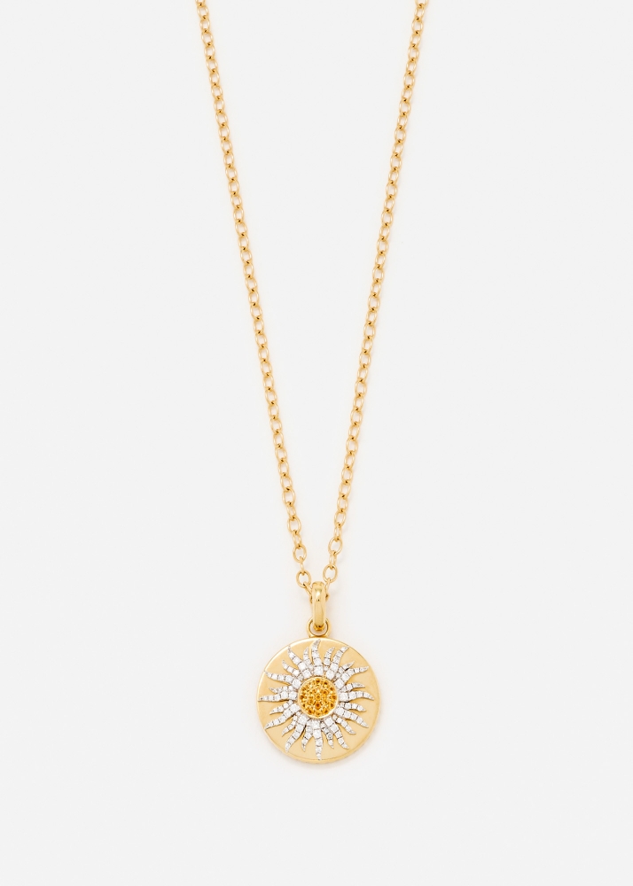 PENDENTIF MINI ROI SOLEIL OR JAUNE