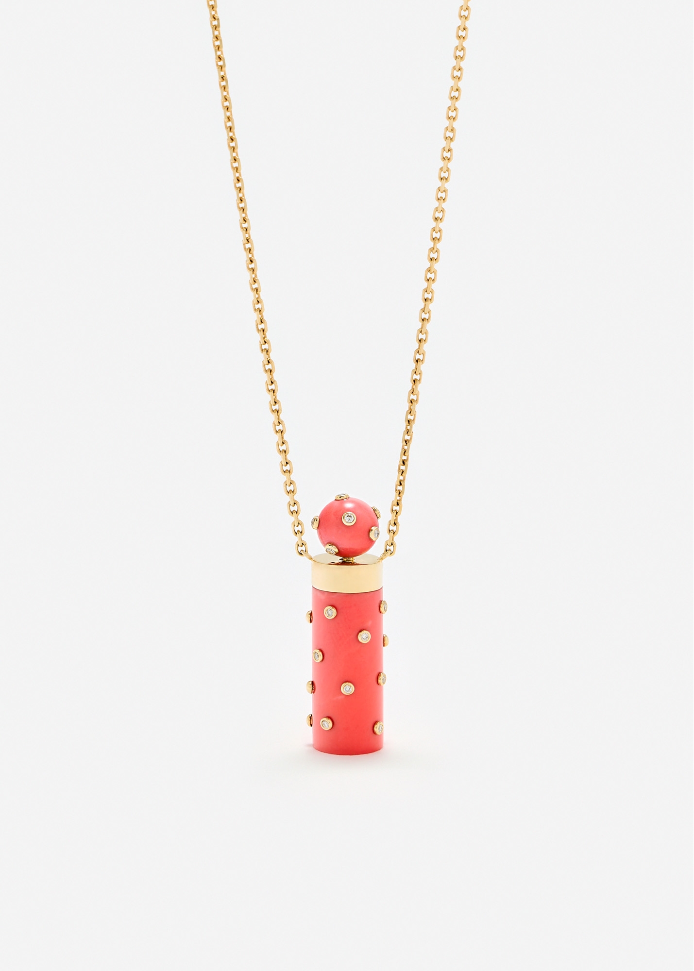 COLLIER PETIT VASE PLUMETIS CORAIL OR JAUNE