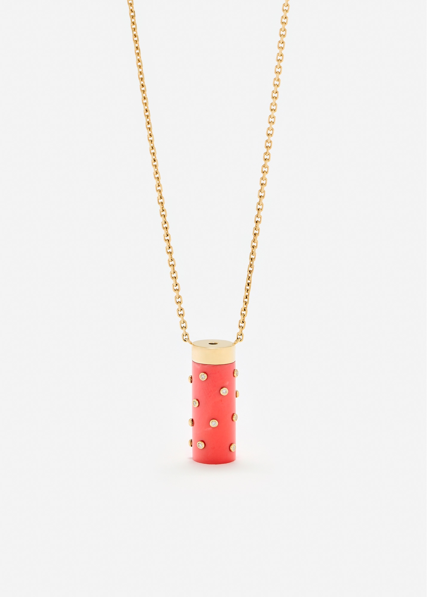 COLLIER PETIT VASE PLUMETIS CORAIL OR JAUNE