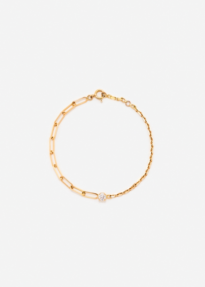 BRACELET SOLITAIRE DIAMANT ROND GM OR JAUNE