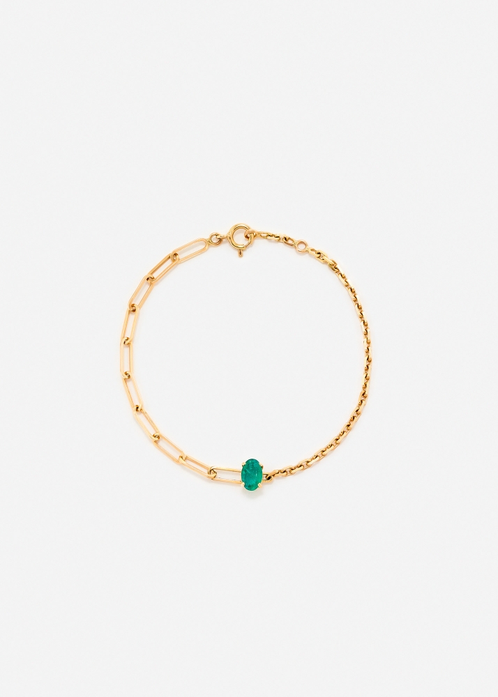 BRACELET SOLITAIRE ÉMERAUDE GM OR JAUNE