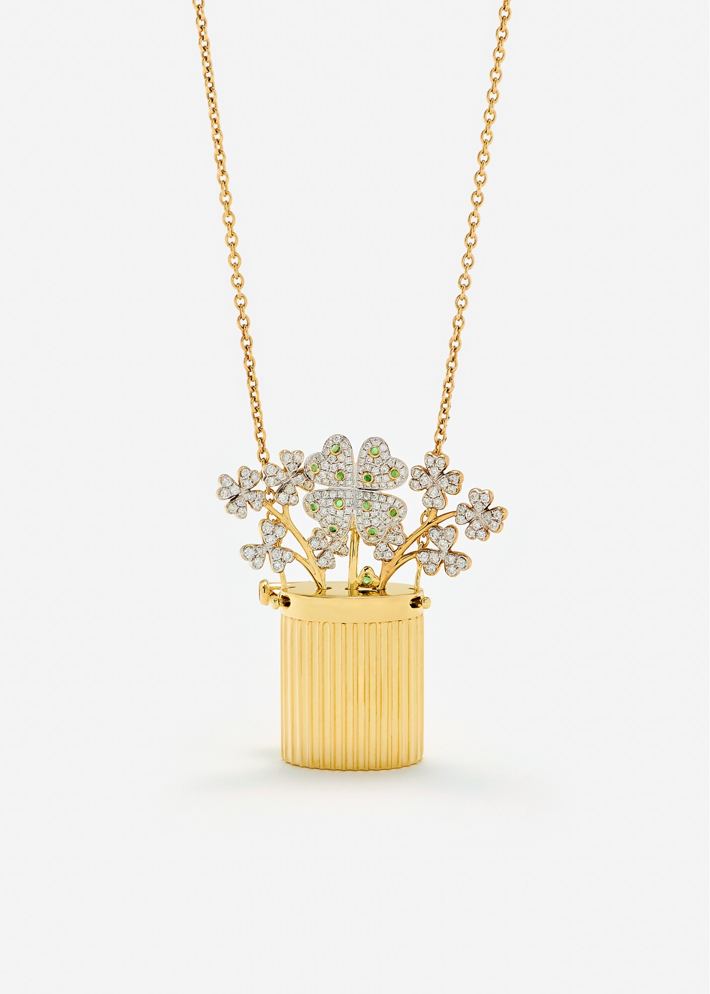 FLEUR DE CÔTÉ TRÈFLES DIAMANTS OR JAUNE