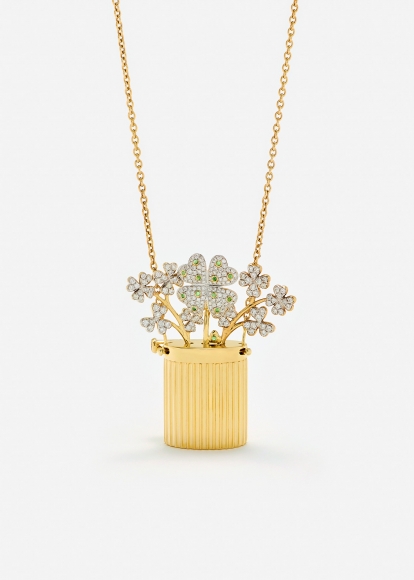 FLEUR DE CÔTÉ TRÈFLES DIAMANTS OR JAUNE