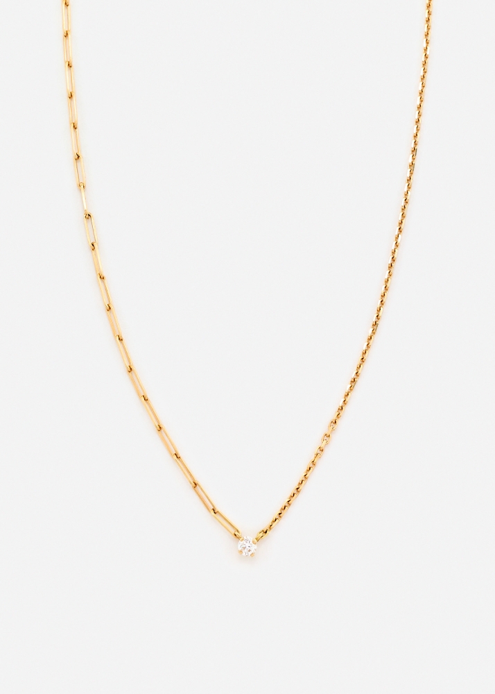 COLLIER SOLITAIRE DIAMANT ROND GM OR JAUNE