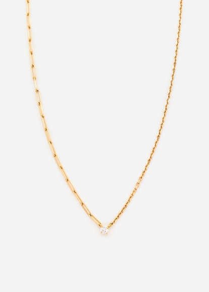 COLLIER SOLITAIRE DIAMANT ROND GM OR JAUNE