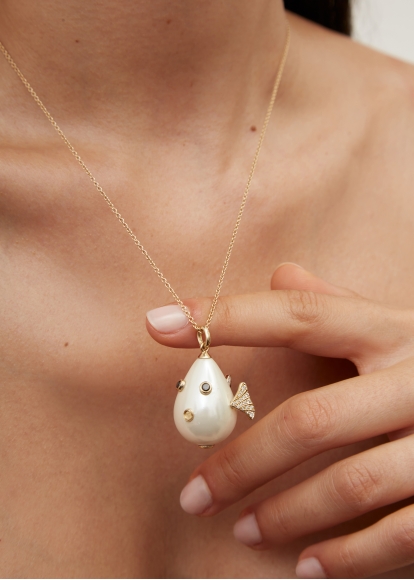 PENDENTIF LE POISSON CLOWN OR JAUNE