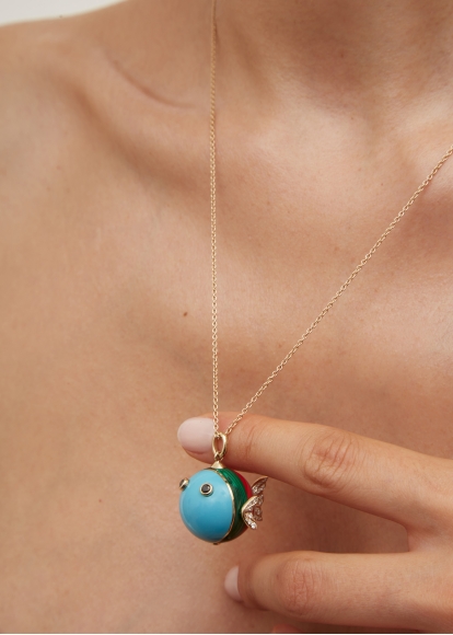 PENDENTIF LE POISSON BULLE OR JAUNE