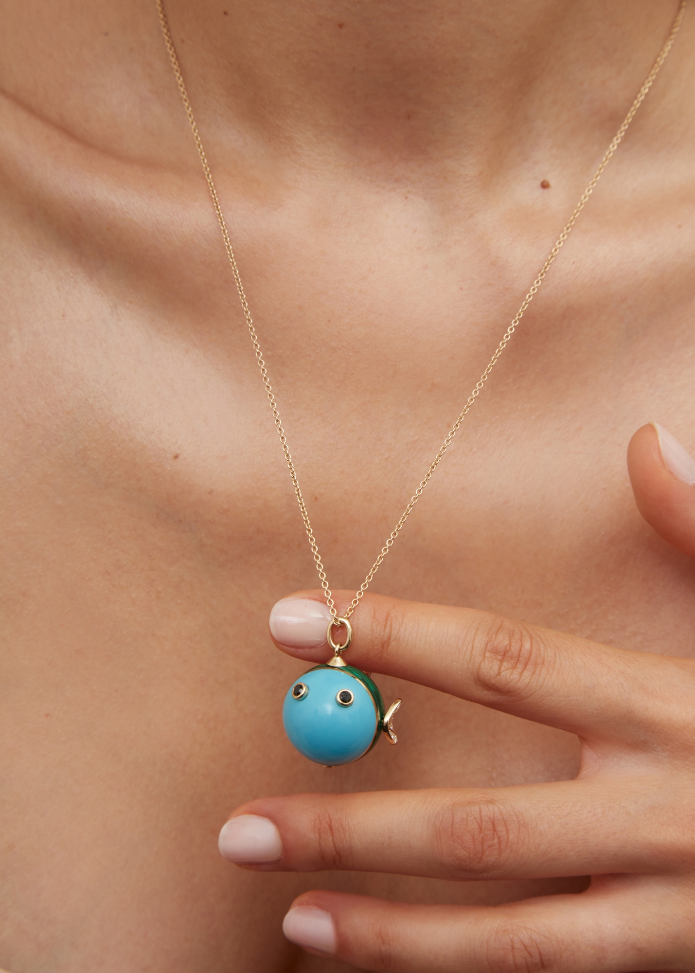 PENDENTIF LE POISSON BULLE OR JAUNE