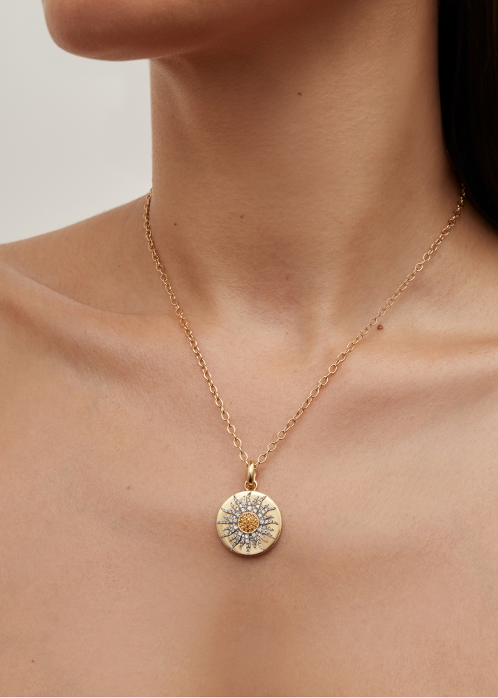 PENDENTIF MINI ROI SOLEIL OR JAUNE
