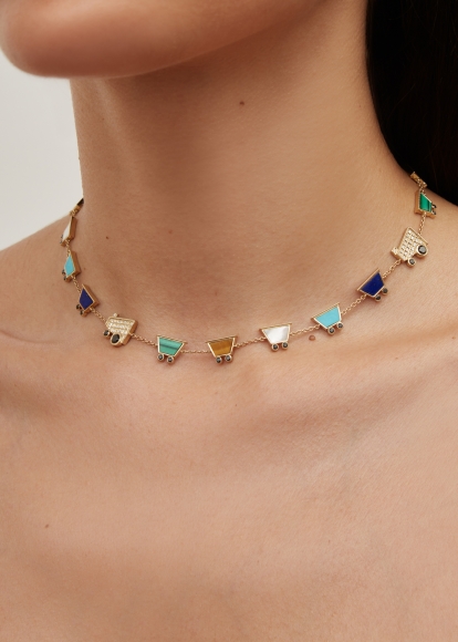 COLLIER VROUM VROUM OR JAUNE