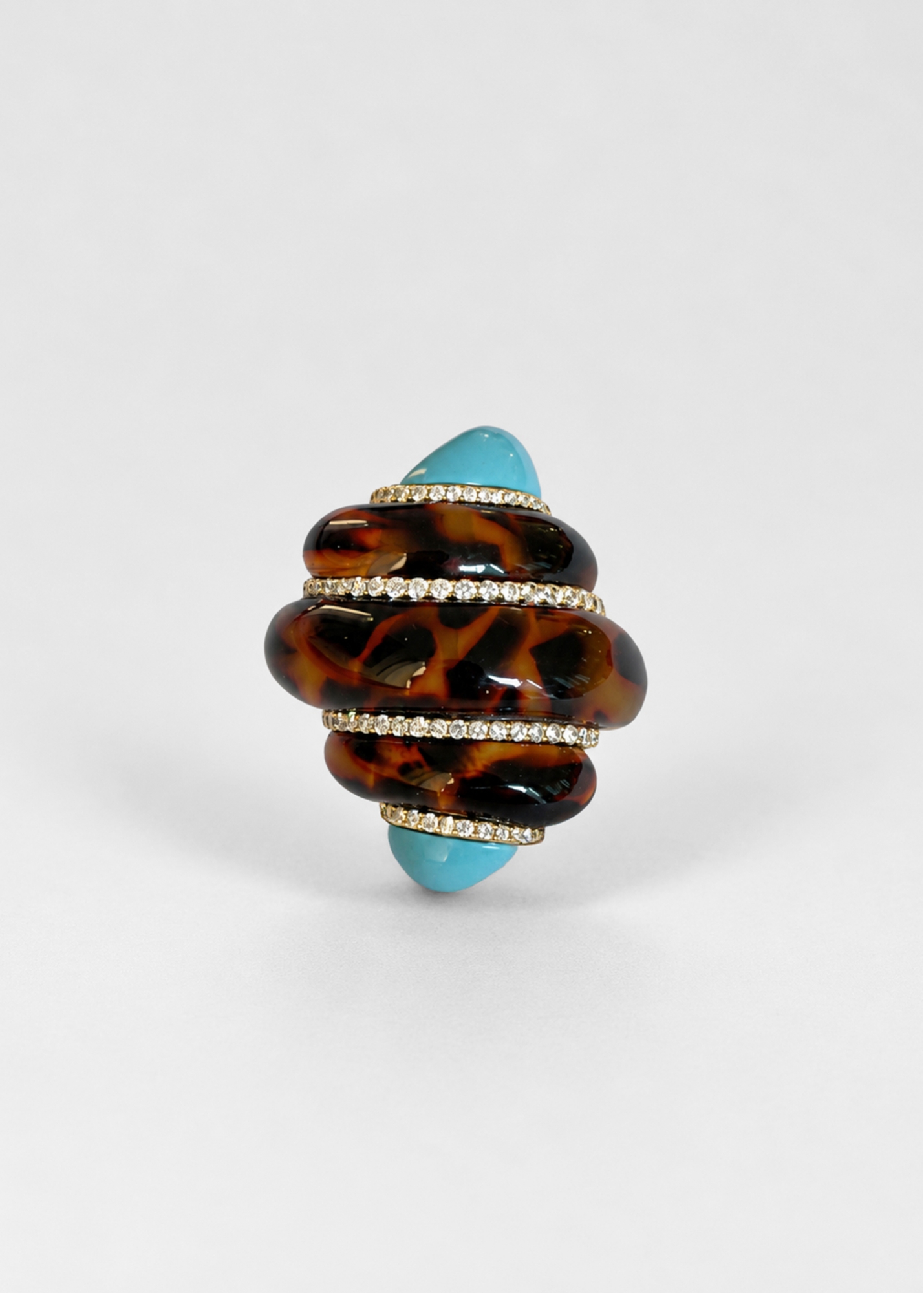 MAXI BAGUE COQUILLAGE LÉOPARD OR JAUNE