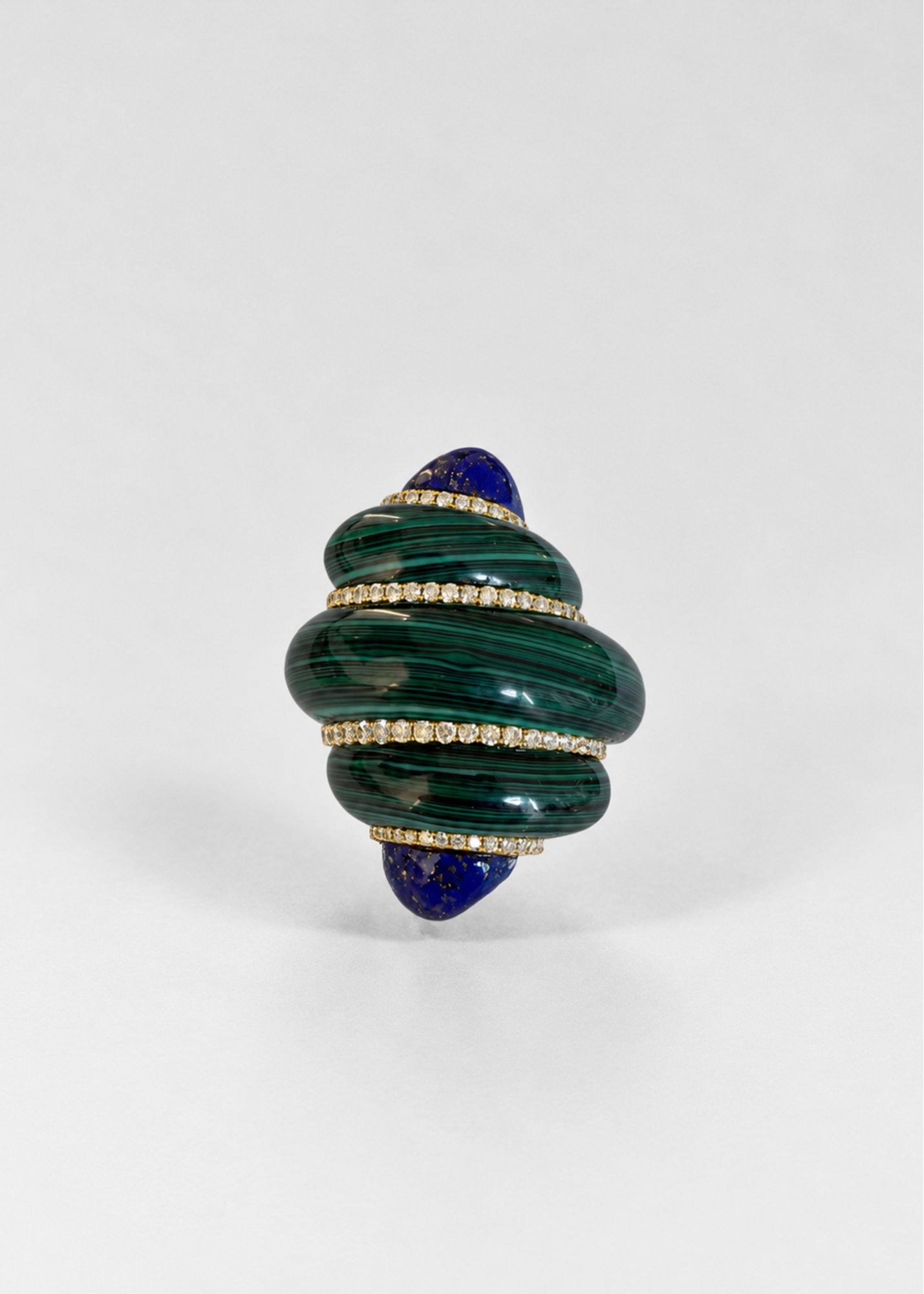 MAXI BAGUE COQUILLAGE MALACHITE OR JAUNE