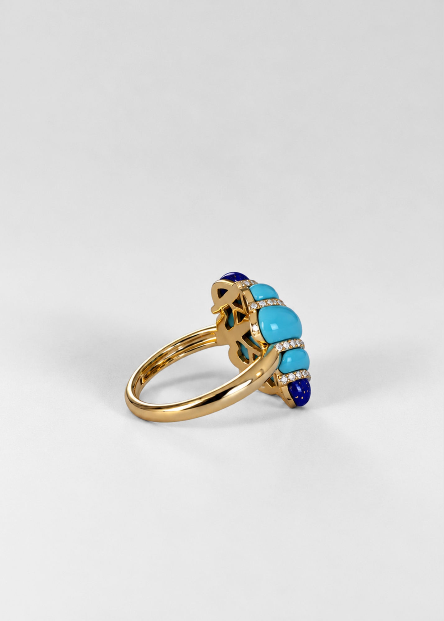BAGUE COQUILLAGE TURQUOISE OR JAUNE